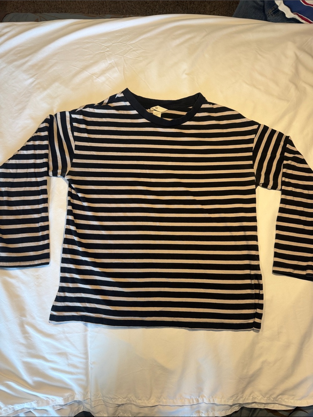 H&M Black and White Striped Long Sleeve Tee